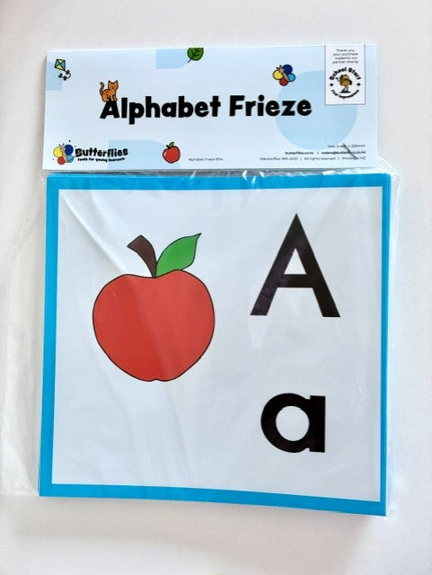 Classroom Alphabet Frieze – 5.45m Illustrated Wall Display | Butterflies Learning Cards