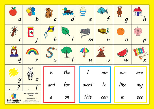 A4 Alphabet Cards - handwritten font (pack of 6)